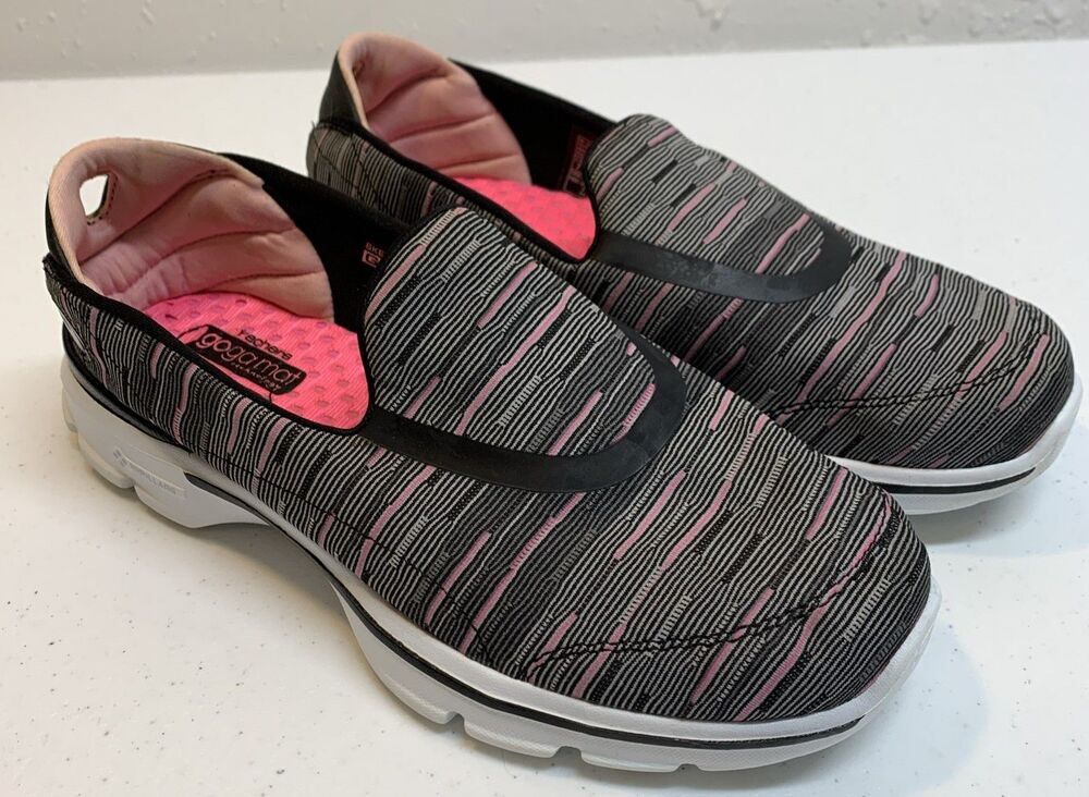Skechers Go Walk 3 Shoes Sneakers Womens 7 Black Pink Walking Slip On